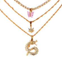 Load image into Gallery viewer, Bohemian Multilayer Necklaces For Women Men Gold Butterfly Portrait Coin Cross Crystal Chokers Necklace Trendy New Jewelry Gifts