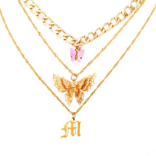 Load image into Gallery viewer, Bohemian Multilayer Necklaces For Women Men Gold Butterfly Portrait Coin Cross Crystal Chokers Necklace Trendy New Jewelry Gifts