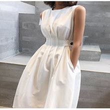 Load image into Gallery viewer, 2020 Summer Women Solid White Black Fashion Elegant Casual Party Dress O neck Sleeveless Tank Sundress Female Vestido
