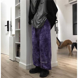 NiceMix Elastic Waistband Loose Harem Embroidery Tie Dye Contrast Jogger Pant Women Man Streetwear Korean Harajuku Punk Hip Hop