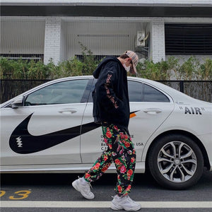 NiceMix Elastic Waistband Loose Harem Embroidery Tie Dye Contrast Jogger Pant Women Man Streetwear Korean Harajuku Punk Hip Hop