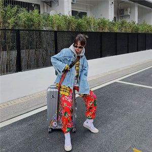 NiceMix Elastic Waistband Loose Harem Embroidery Tie Dye Contrast Jogger Pant Women Man Streetwear Korean Harajuku Punk Hip Hop