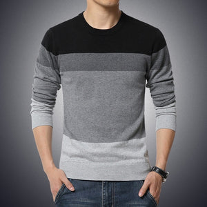 Casual Men's Sweater O-Neck Striped Slim Fit Knittwear 2020 Autumn Mens Sweaters Pullovers Pullover Men Pull Homme M-3XL