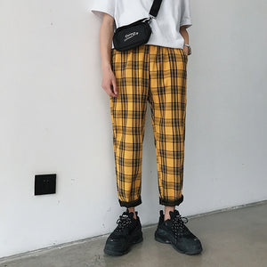 LAPPSTER-Youth Streetwear Black Plaid Pants Men Joggers 2020 Mens Straight Harem Pants Men Korean Hip Hop Trousers Plus Size