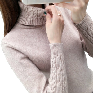 Women Sweater Turtleneck Pullovers Autumn Winter Sweaters New 2020 long sleeve Thick Warm Female Sweater Khaki