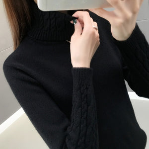 Women Sweater Turtleneck Pullovers Autumn Winter Sweaters New 2020 long sleeve Thick Warm Female Sweater Khaki