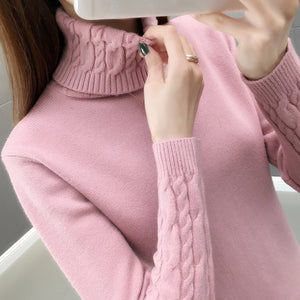 Women Sweater Turtleneck Pullovers Autumn Winter Sweaters New 2020 long sleeve Thick Warm Female Sweater Khaki