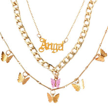 Load image into Gallery viewer, Bohemian Multilayer Necklaces For Women Men Gold Butterfly Portrait Coin Cross Crystal Chokers Necklace Trendy New Jewelry Gifts
