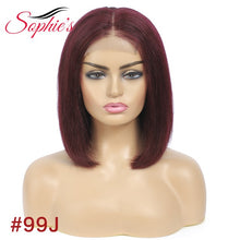 Load image into Gallery viewer, Sophie&#39;s Lace Front Human Hair Wigs For Black Women Brazilian Straight Lace Front Wig 13*4 Bob Lace Front Wigs 150% Density Remy
